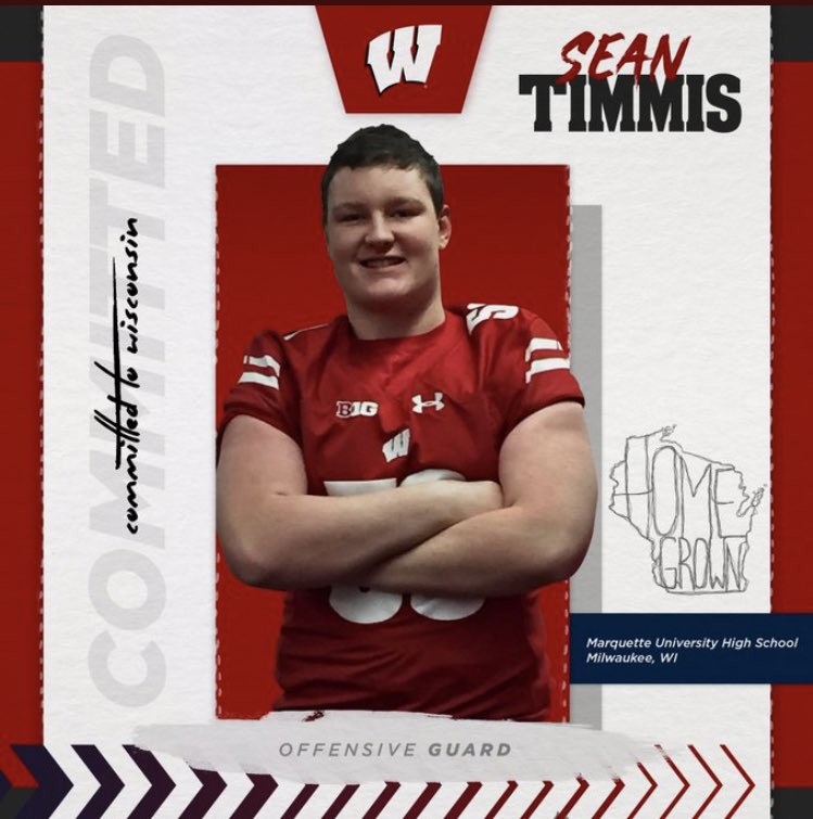 SeanTimmis2020's tweet photo. Excited to announce my commitment to the University of Wisconsin to continue my academic and athletic careers!! Thank you to all who helped me along the way!! #BadgerBoiz20 https://t.co/eqmanpfPd1