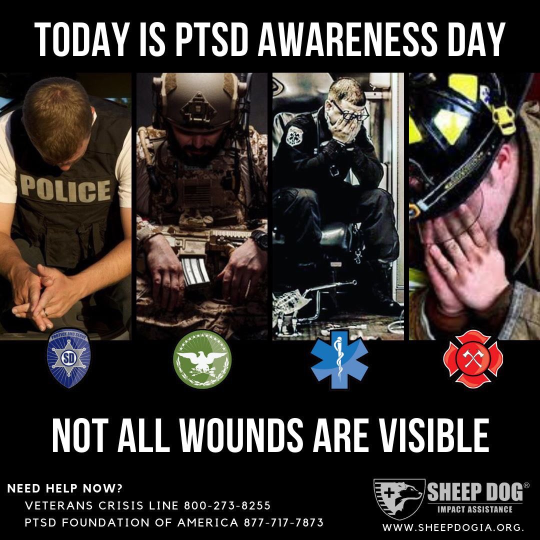 Today, June 27th is PTSD awareness day. Know that all wounds are not visible.