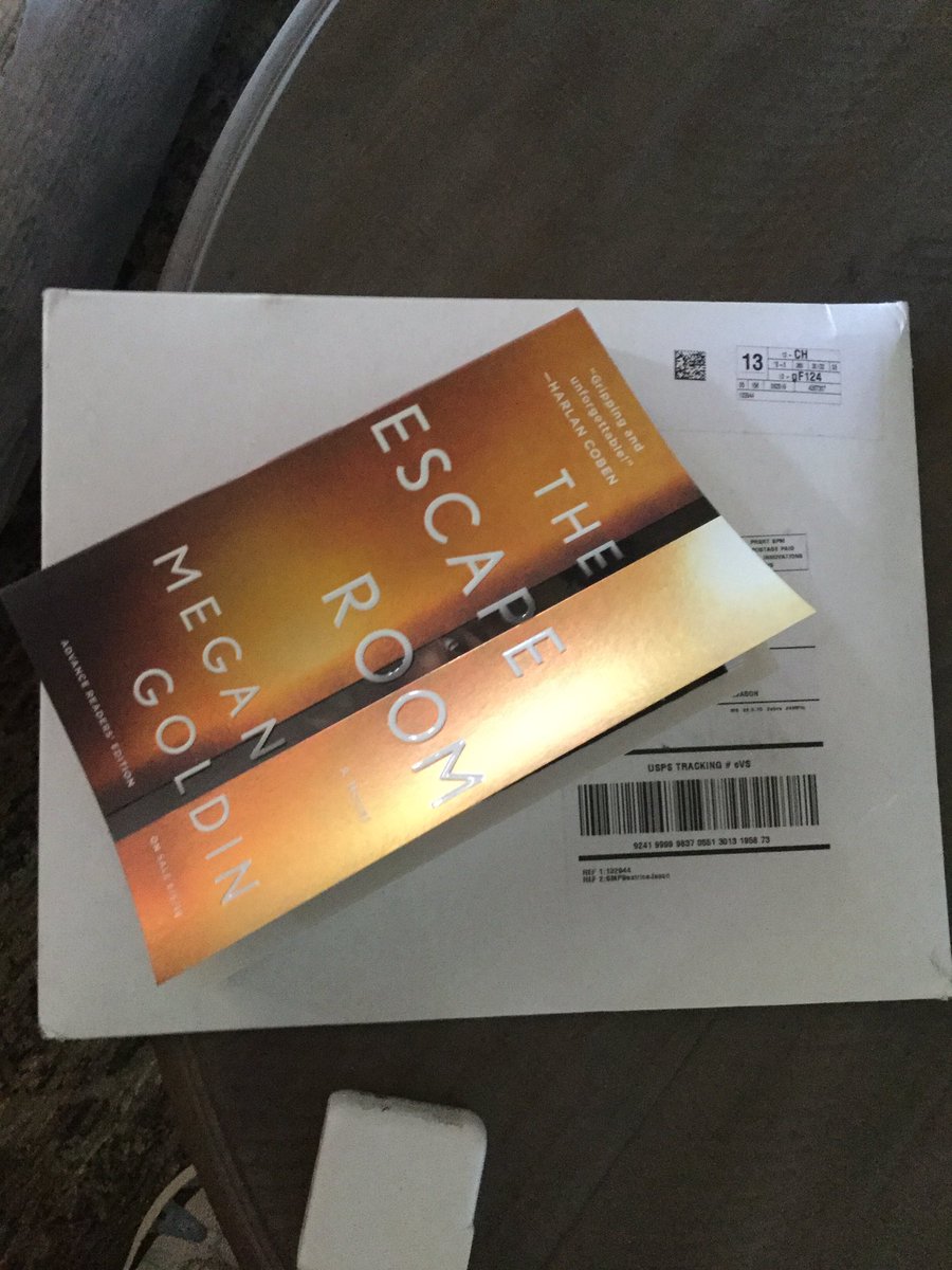 dviscosi's tweet photo. Just moved and I’m tired of unboxing things.  Look what shows up at my door!   The Escape Room by Megan Goldin.  Thank you @StMartinsPress and @megangoldin for giving me a reason to take a break.  #EscapeRoomBook looks terrific! https://t.co/f0JPWXewnM