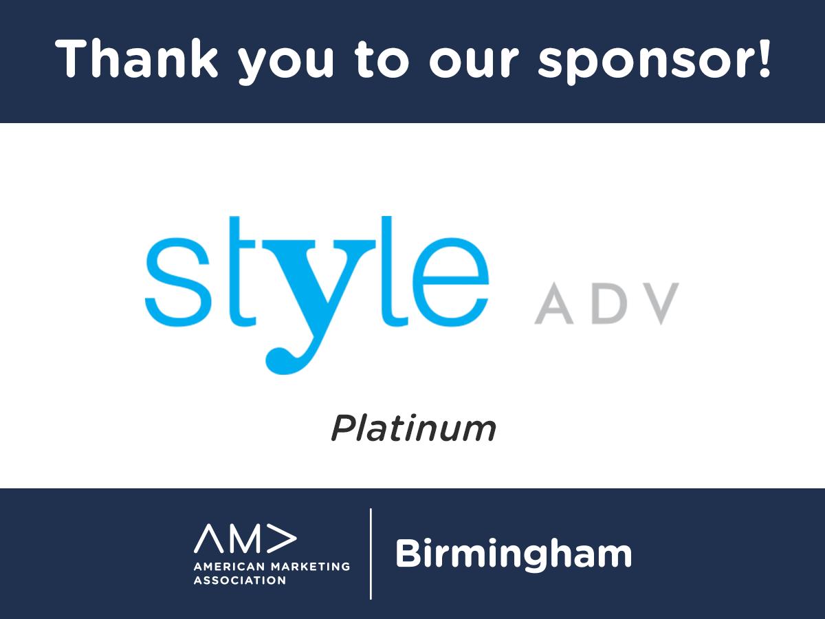 AMABirmingham's tweet photo. Our final Platinum #AMABham Sponsor is @STYLE_bham! This full-service marketing firm provides all of our graphics for events and happenings.
Thanks to all of our Platinum sponsors for a great year! https://t.co/0EVONFyDqD