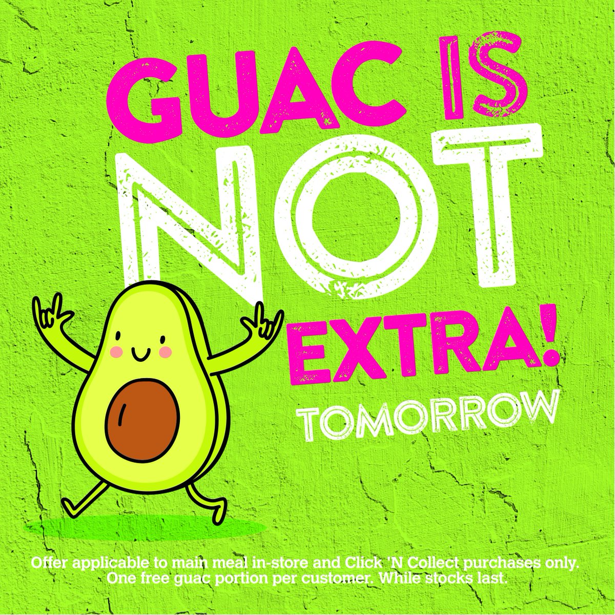 boojummex's tweet photo. 😮 Legit... Get your green for free, for one day only 🥑 Lunch plans sorted 👌 Uppa guac!  #GuacIsNotExtra https://t.co/PTwM4v7gIn