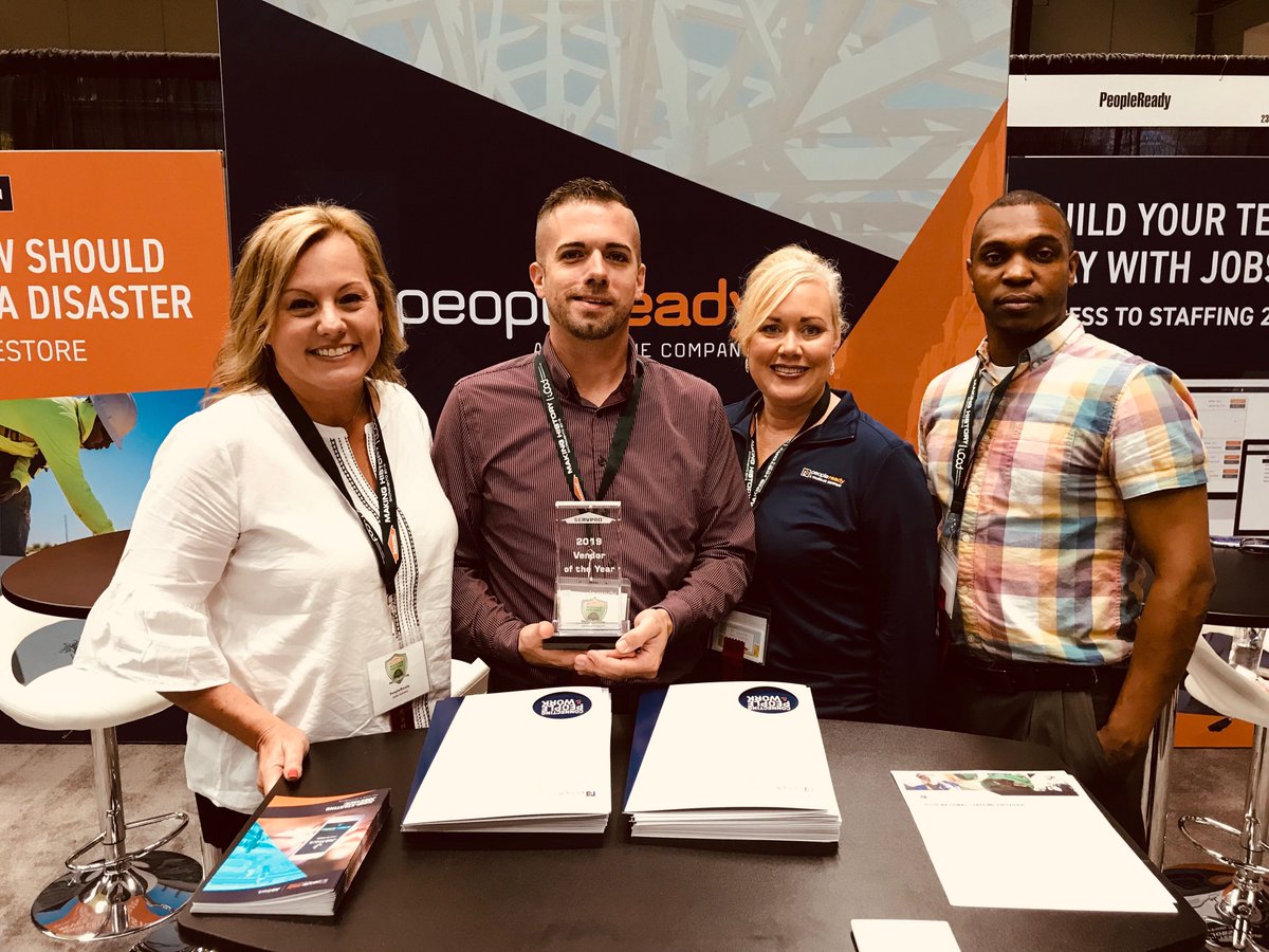 _PeopleReady's tweet photo. PeopleReady is proud to be named @SERVPRO's Vendor of the Year! Thank you to each team member whose hard work helps us deliver quality service every day. #SPCONV19 https://t.co/Uq0tvpNobS