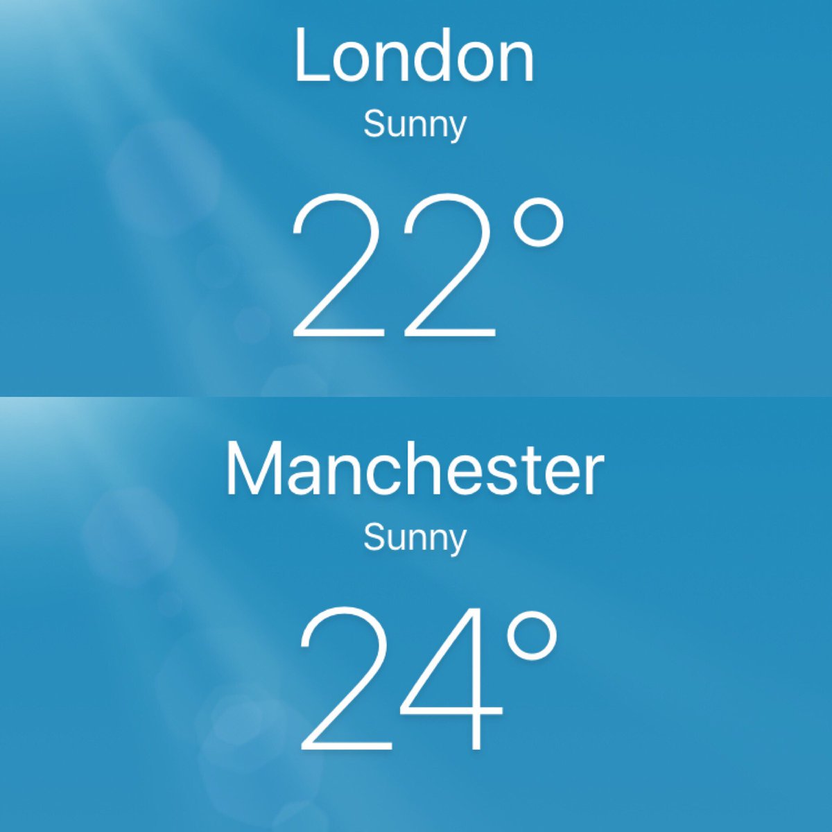 LJI_Manchester's tweet photo. @J_Barrowcliffe it’s that time of year...and Manchester rocks!! #manchestervlondon #weather #sunoff 😋 https://t.co/CwEQMmJYCv