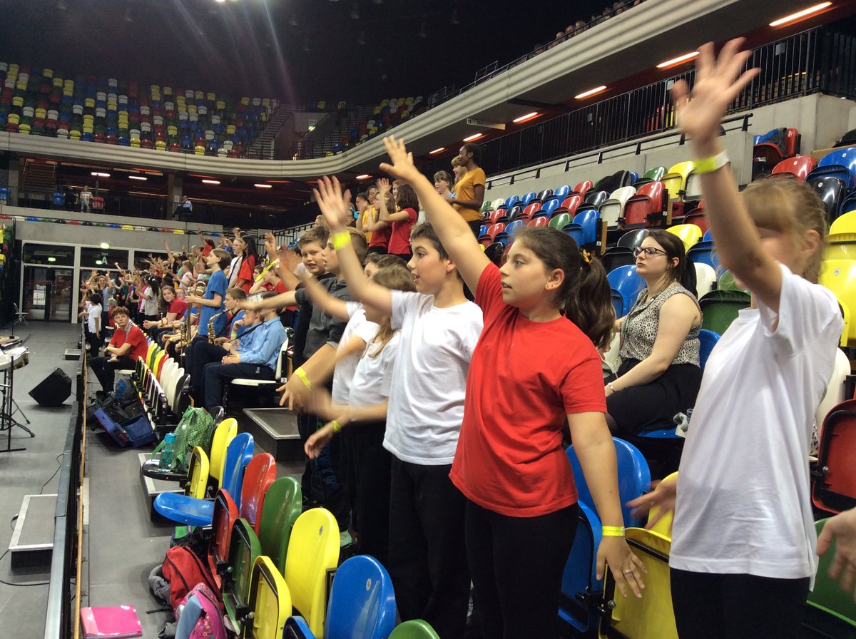 HillView_Music's tweet photo. The Carmen Crew (as they are now to be known!) performing at the CopperBox Arena last night. We couldn't be more proud of them all! #EducationWithCharacter #unitedopera @RoyalOperaHouse @Voices_Found https://t.co/jfWzoNxWuI
