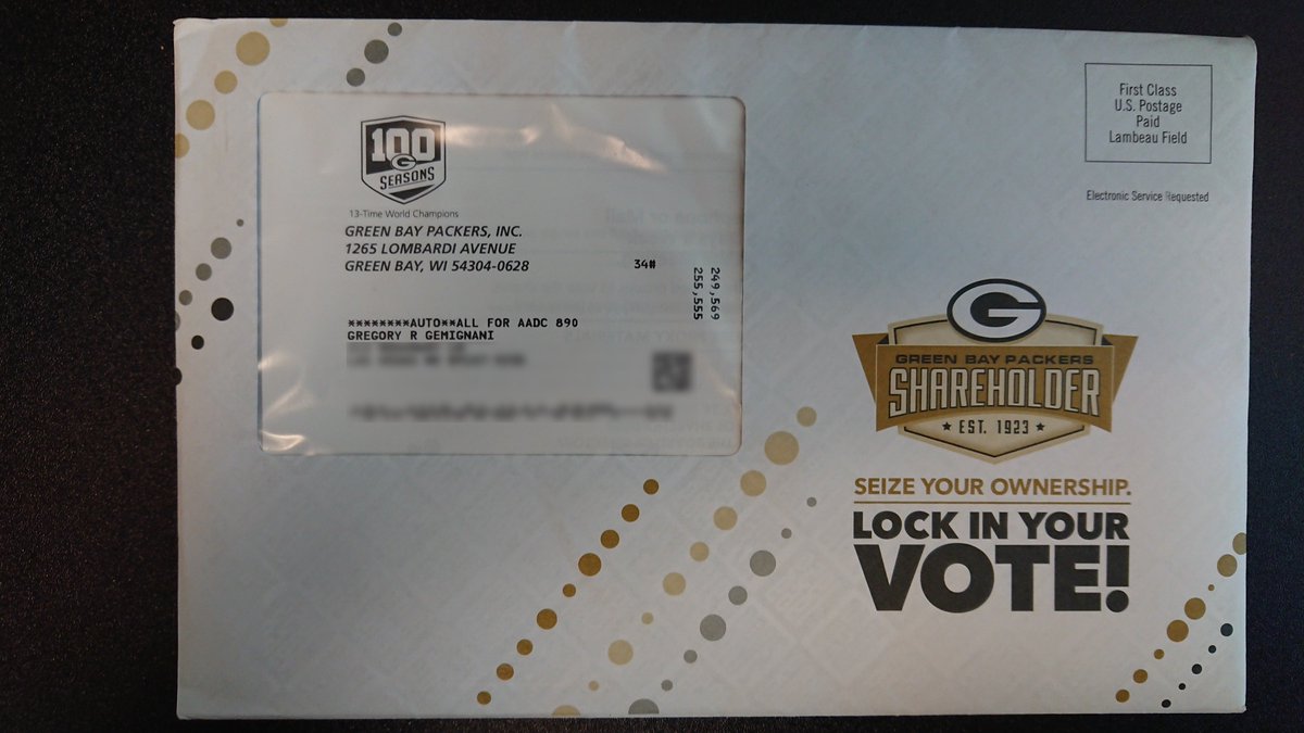 It is now officially voting season.  #packers #shareholders #vote