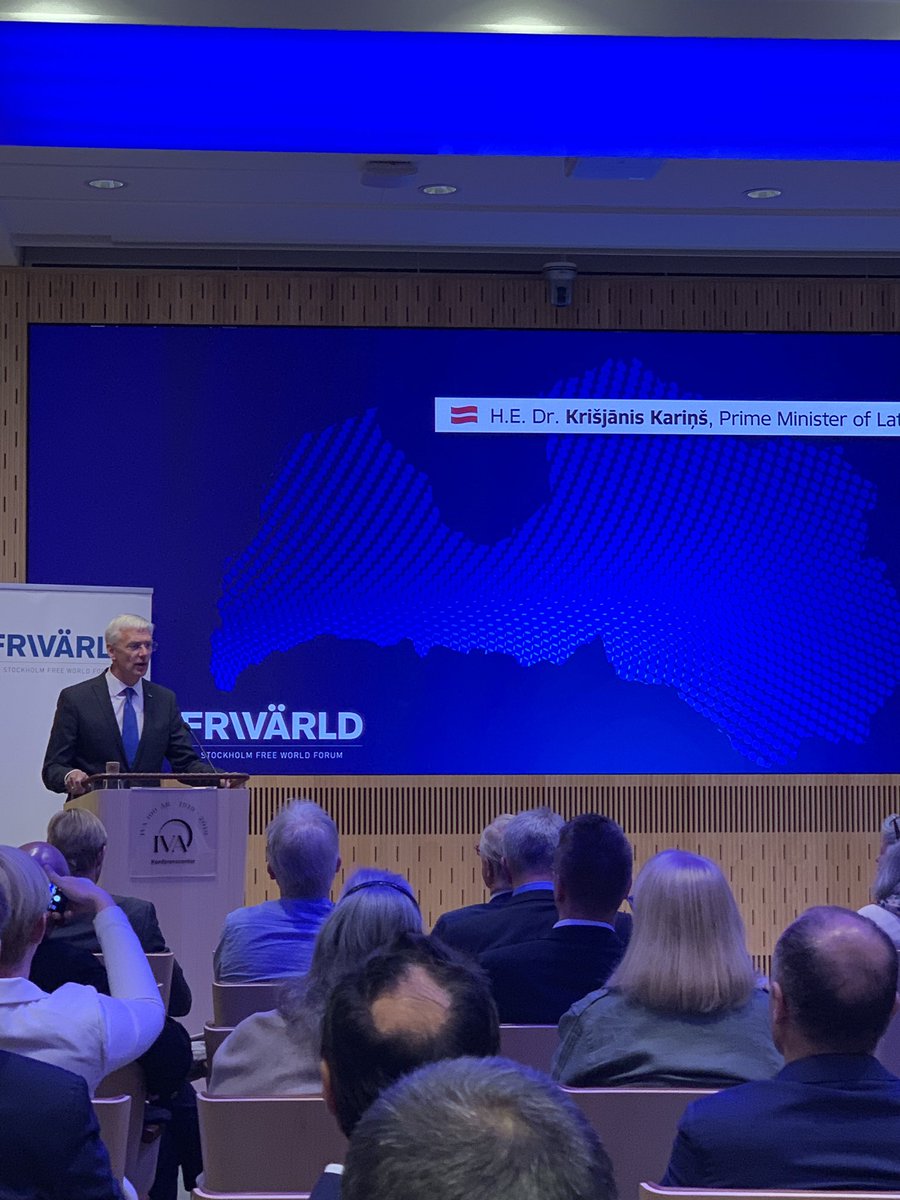 AmbAlaaHegazy's tweet photo. Attending speech by H.E Krisjanis Karins, Latvian Prime Minister at Stockholm Free World Forum. Interesting reflections on challenges facing EU and the way forward. https://t.co/iSrXYh1nXN