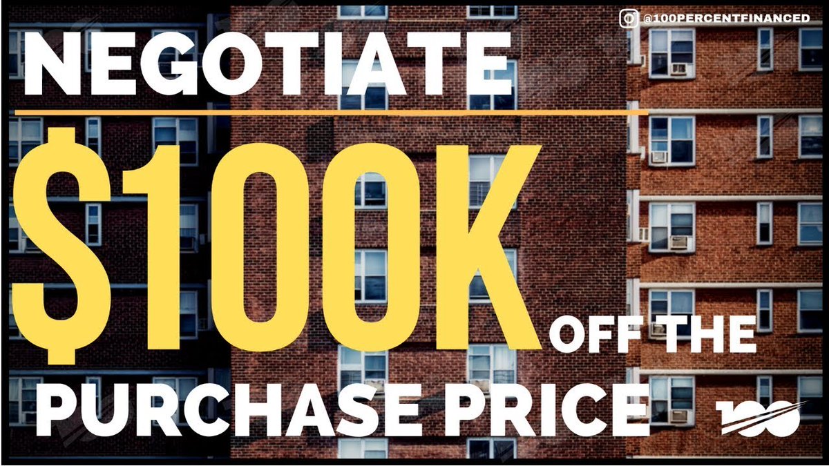 100Percentfin's tweet photo. How you negotiate a deal for a property can make the difference between saving a few thousand dollars and saving tens of thousands of dollars. Watch as @100Percentfin CEO, @Peoples_Mentor, explains how to negotiate $100,000 off the purchase price. https://t.co/Ils8TAAWfK https://t.co/re7dSdDj5o
