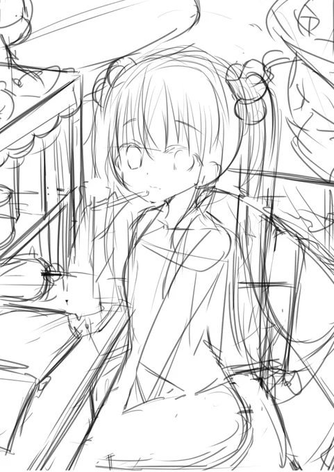 #このタグを見た人はラフ画とその完成絵を見せる 