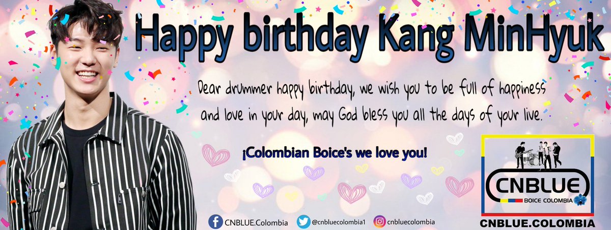 cnbluecolombia1's tweet photo. @MR_KANGGUN Happy birthday!
God bless you greatly all the days of your life, so proud of you 💙💛❤️
#HappyMinhyukDay 🎉🎉🎉🎉🎉 https://t.co/oEUIeGGhDj
