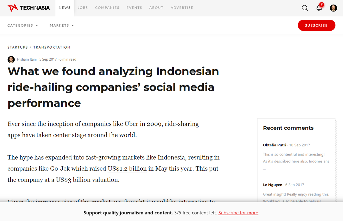 Umm <a href="/techinasia/">Tech in Asia</a> did I really just get a paywall hit for reading my own post? Also, aren't community posts supposed to be always free as well since they're contributed by the *community* rather than written by your content team? 1/5