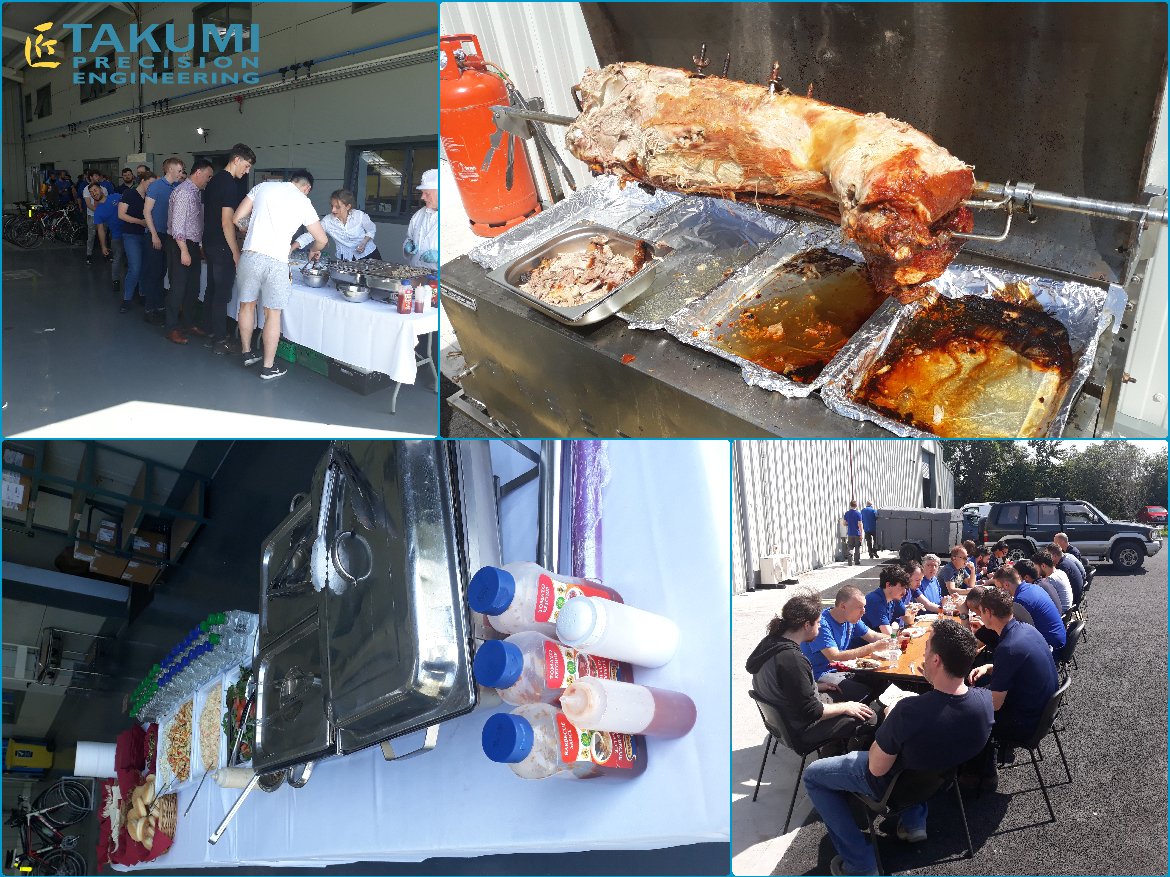 TakumiPrecision's tweet photo. The best way to end a beautiful day?
Takumi are celebrating a record breaking few months by enjoying the sun and a Pig on the Spit.
Thanks to Adare Farm for the fabulous feast.
#wintogether #sun #pigonthespit #makeitclearmakeithappen #teamwork #teamworkmakesthedreamwork https://t.co/KqwfvQro1k