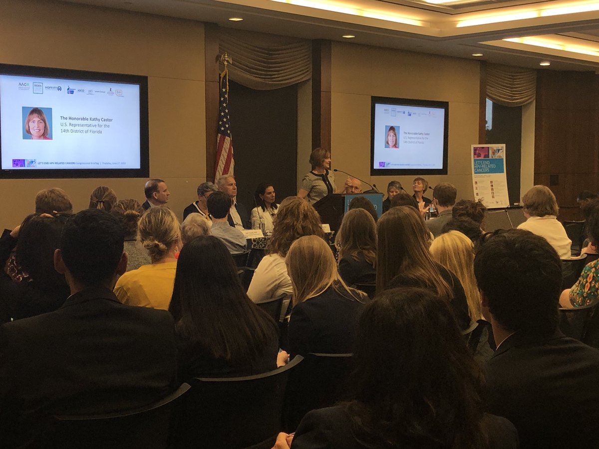 Standing room only. @USRepKCastor kicks of the congressional briefing “Let’s End all HPV-related cancers” in collaboration with @BidenCancer @AACR @MoffittNews @ACSCAN @ASCO @AACI_Cancer @preventcancer @StJude @uicc #EndHPVcancers