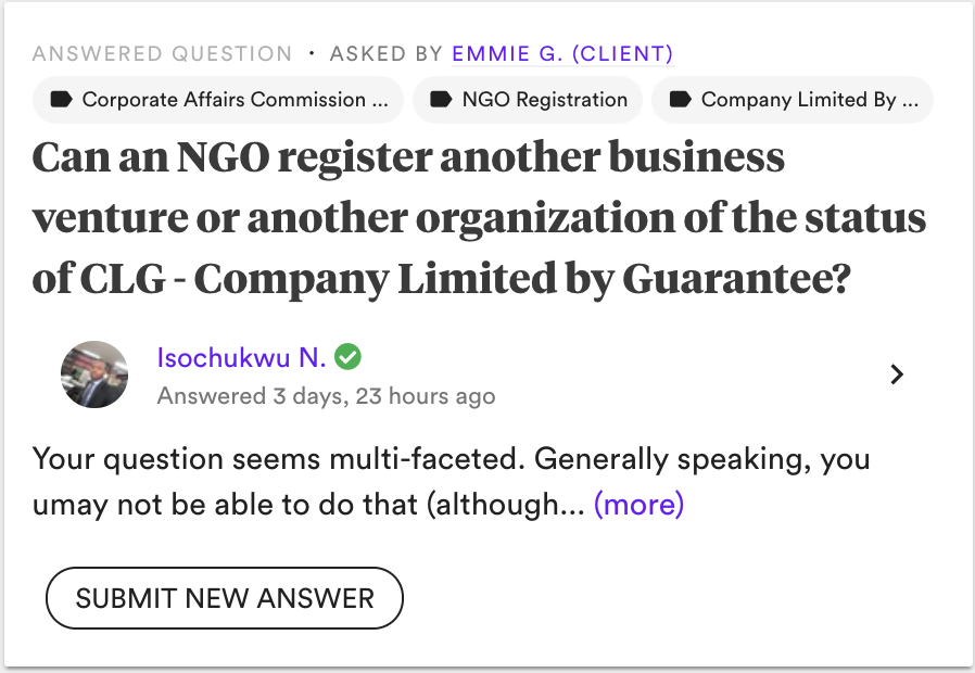 legalformsng's tweet photo. "Can an NGO register another business venture or another organization of the status of CLG - Company Limited by Guarantee?"
Read more on #LFQA: https://t.co/fI3G7mc1sH
#MSMEThursdayswithDipo #MSMEThursdaywithDipo https://t.co/QMLm0KedZo