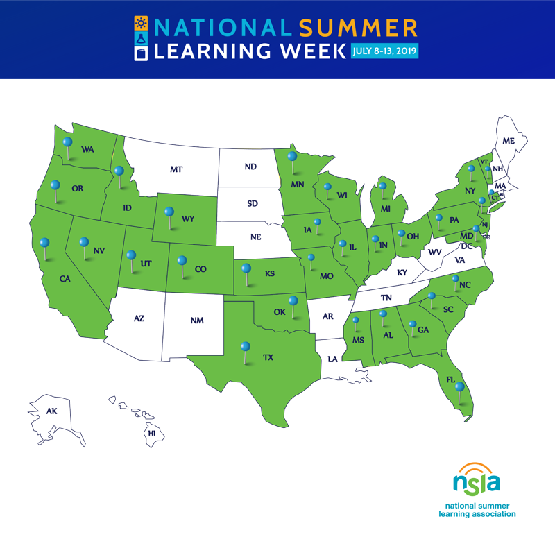 summerlearning's tweet photo. 32 states and counting! Thank you Idaho, Texas, and Washington state for posting events/programs on our #SummerLearningWeek tracker! Let's get this map 100% green: https://t.co/hINNudBK5f #KeepKidsLearning #summerlearning https://t.co/pl8mWQj7cp