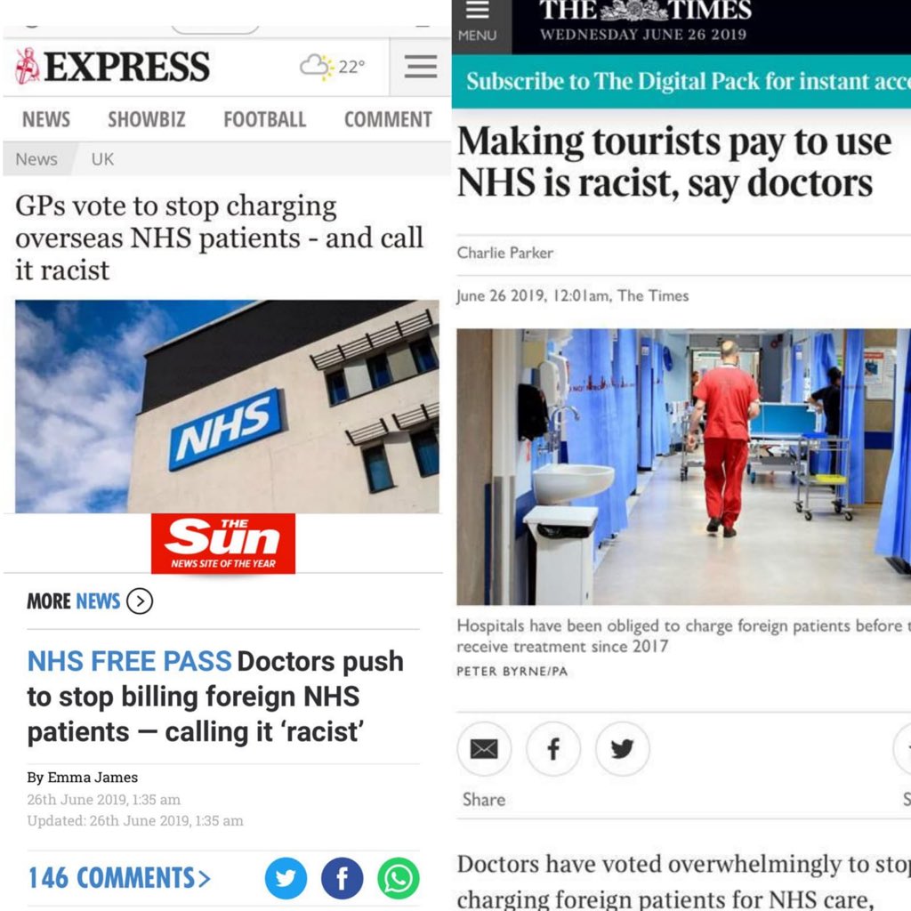 Proud of my @TheBMA colleagues #ARM2019 Union representing 54,000 DRs making a stand against #upfront #NHScharging for migrants 

Unsuprisingly, mis-leading & vacuous coverage from much of the press

Thread ⬇️

The reality & FACTS of #nhscharging & #migrants accessing healthcare