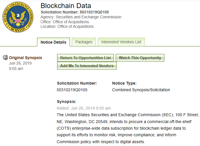 cryptovblue's tweet photo. SEC is interested in data; solicating proposals for a COTS #crypto #blockchain data service. 5-year contract. Proposals due July 9. Interesting what SEC is interested in. Required $BTC &amp; $ETH. Also would like $BCH, $XLM, $ZEC, $NEO, $XRP, $EOS. Likely wired. https://t.co/bzoN0NIwLr