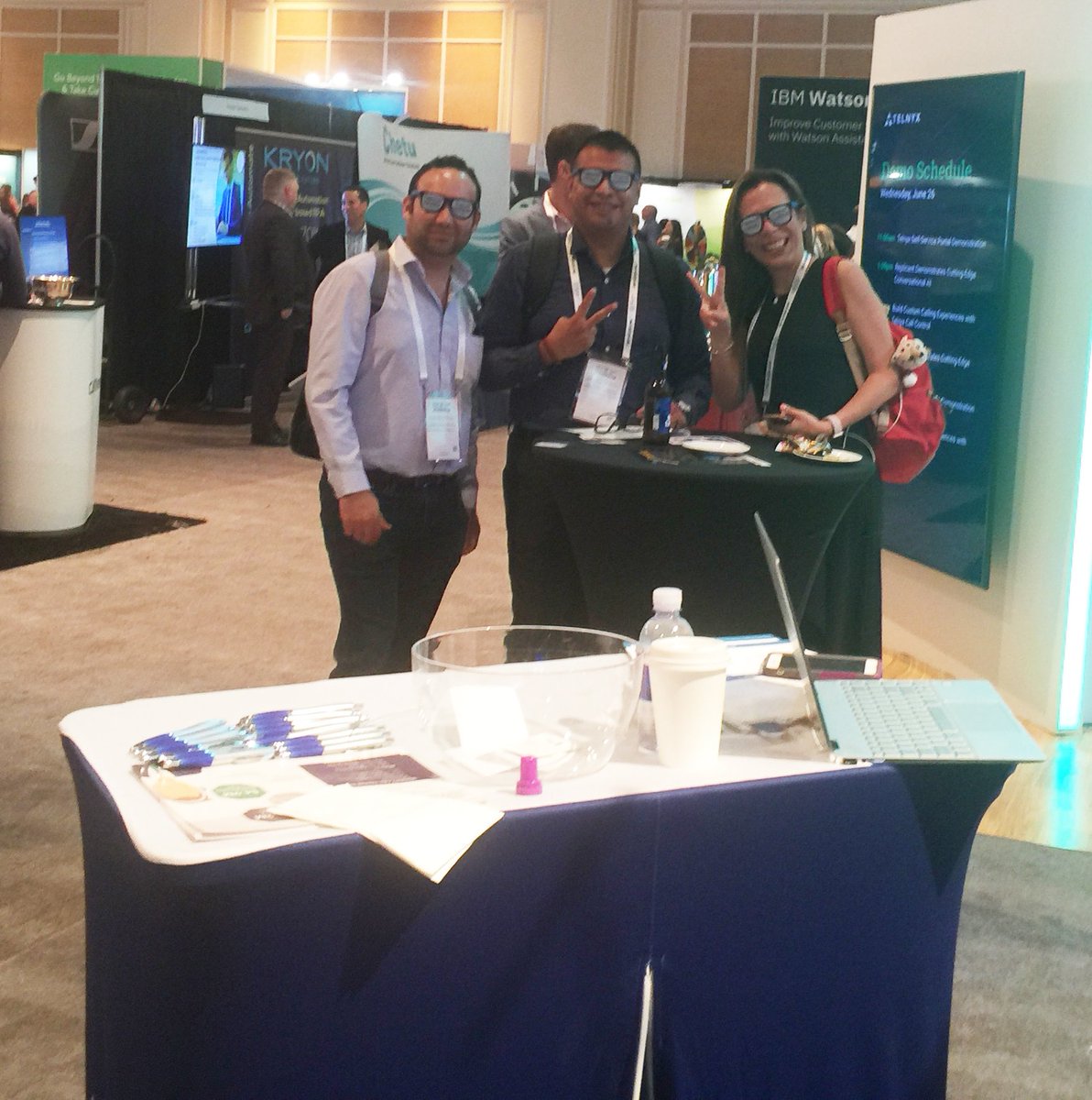 Govolution's tweet photo. Our call center payment technology solutions are so hot, shades are required. Visit with one of our team members today at @CustContactWeek booth #216 to learn more! #CCWVegas19 https://t.co/M9hktJKtHq