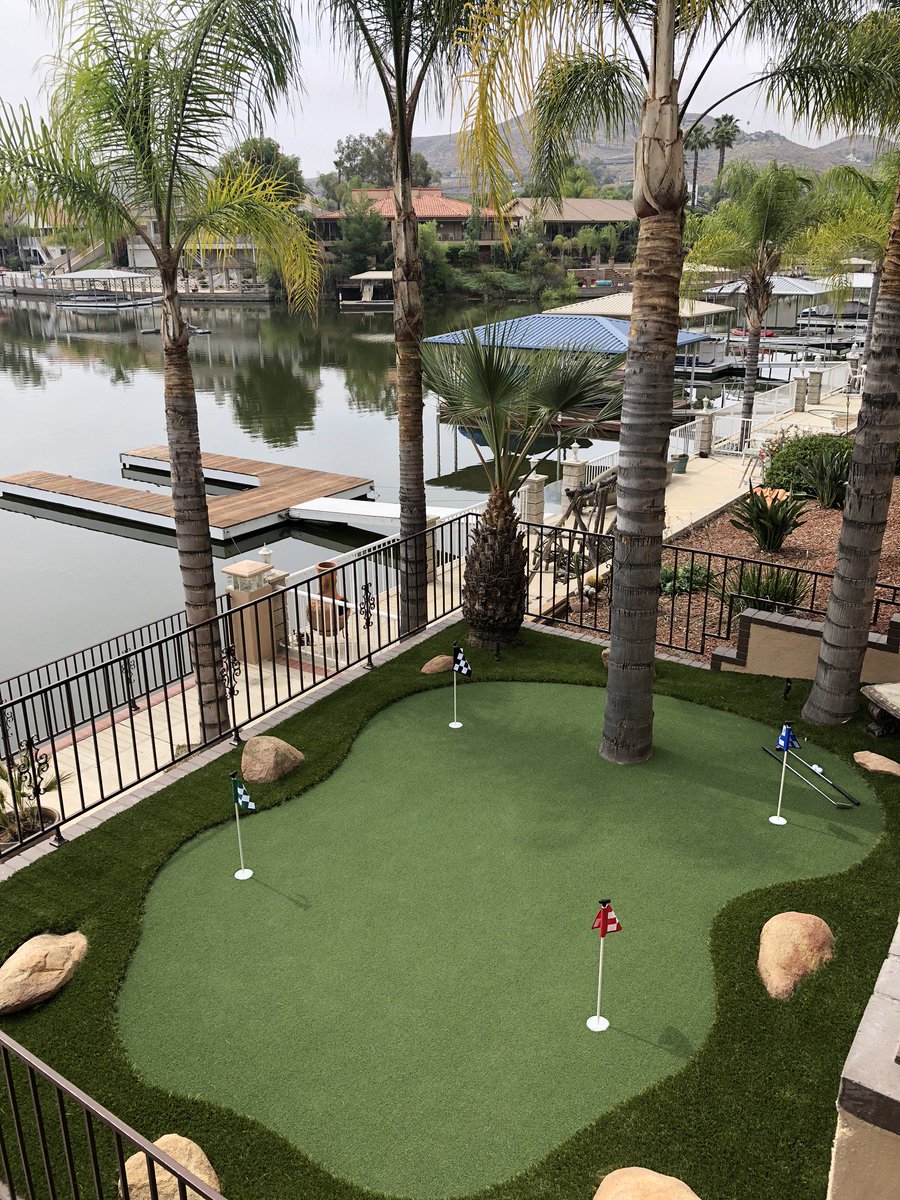 Ecoworkz's tweet photo. Canyon Lake, lakefront home with putting green.  We installed SGS Sage 70 &amp; @SGWCorp Nylon Putt 2-Tone ⛳ 🏖️ 🏡 
#ecoworkz #sgsturf #sgwcorp #artificialgrass #artificialturf #syntheticgrass #syntheticturf #turf #puttinggreen #backyardputtinggreen #putting #golf #canyonlake https://t.co/T86L1VNtyP