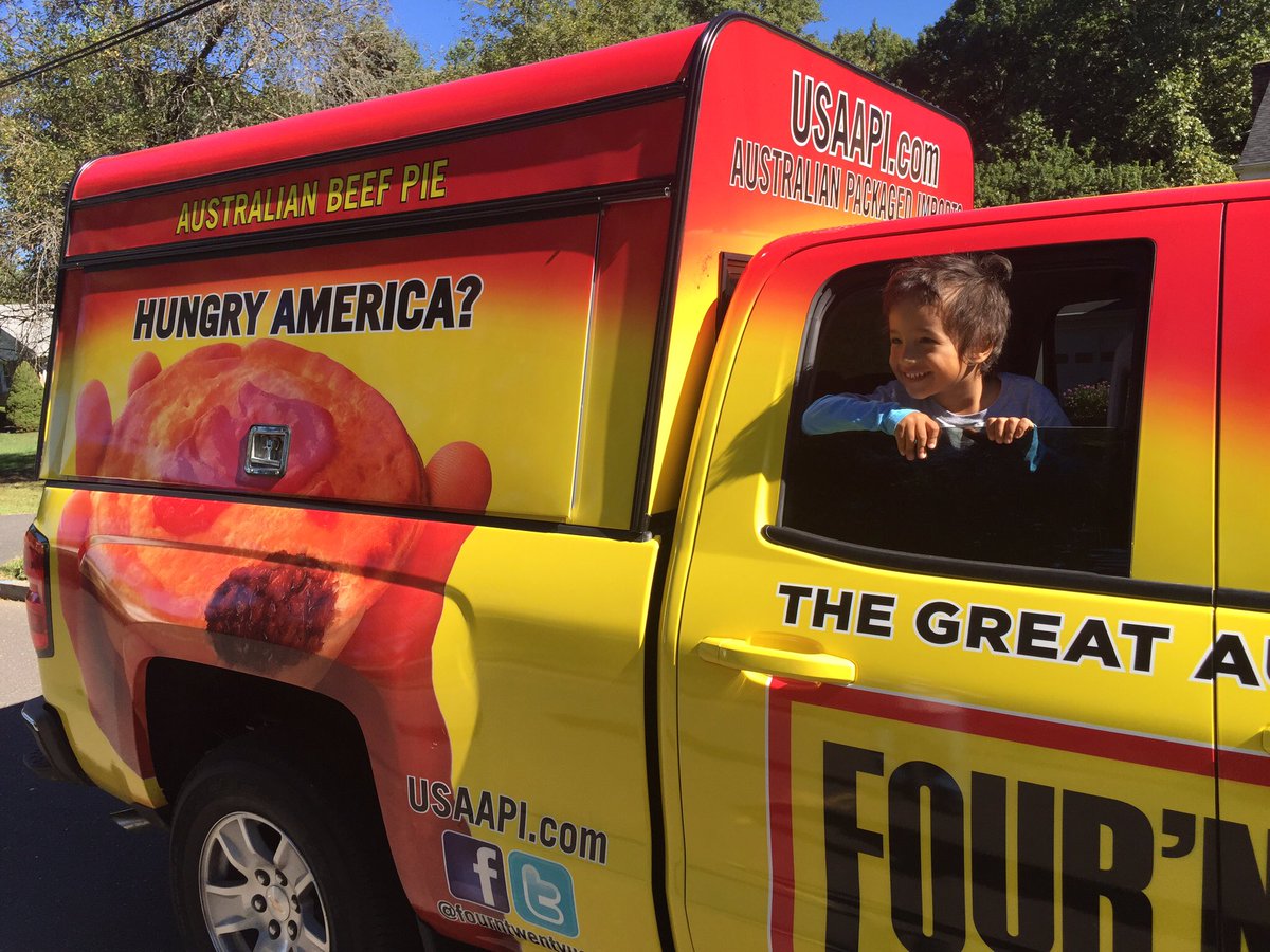 usaapiAMERICA's tweet photo. #tbt to the first day our Pie Truck was wrapped - shiny &amp; new in 2016! 

After this photo, it was the start of a great journey: meeting so many interesting people; visiting new cities across the US; &amp; of course, bringing a little piece of home to customers during each #piedrop https://t.co/nbnvP8c51f
