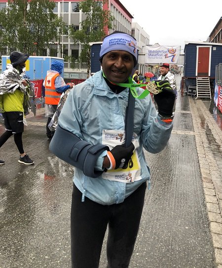 Meet Daniel! On Saturday, he ran a Marathon in Tromsø, a mere 200km north of the Arctic Circle, with his arm in a sling, just 2 weeks after an operation! All to raise funds for Romsey Mill. Daniel, you (and daughter Nissi who ran the 10k) are amazing!!❤️ bit.ly/2KJ1gaH
