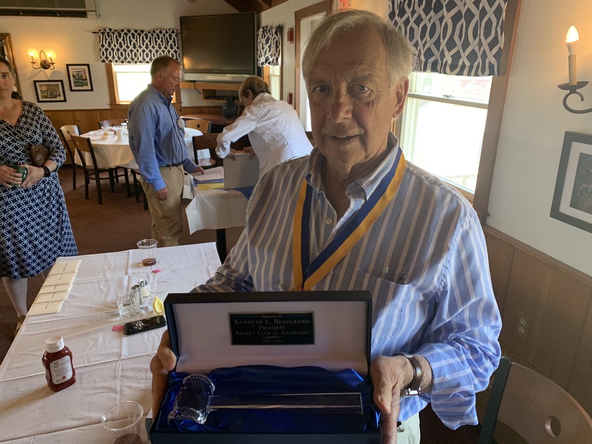 RotaryNantucket's tweet photo. Thank you Ken Beaugrand for an incredibly memorable year as Club President! 

#ServiceAboveSelf 

@977ackfm @InkyM @nantucketcares @TownofNantucket https://t.co/XHvRbMQaXn