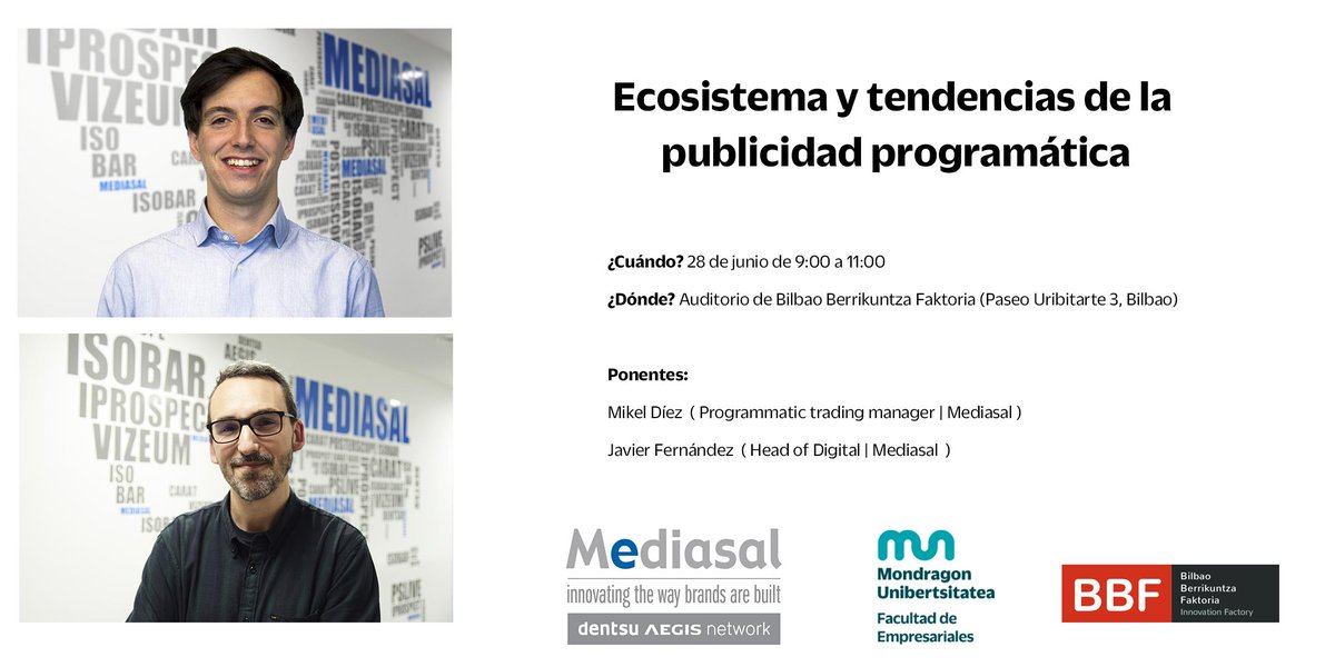 Inscríbete en la jornada "Ecosistema y tendencias de la publicidad programática" que se celebrará mañana a las 9:00 a 11:00 jornada en Bilbao. bit.ly/2WQ2BxQ