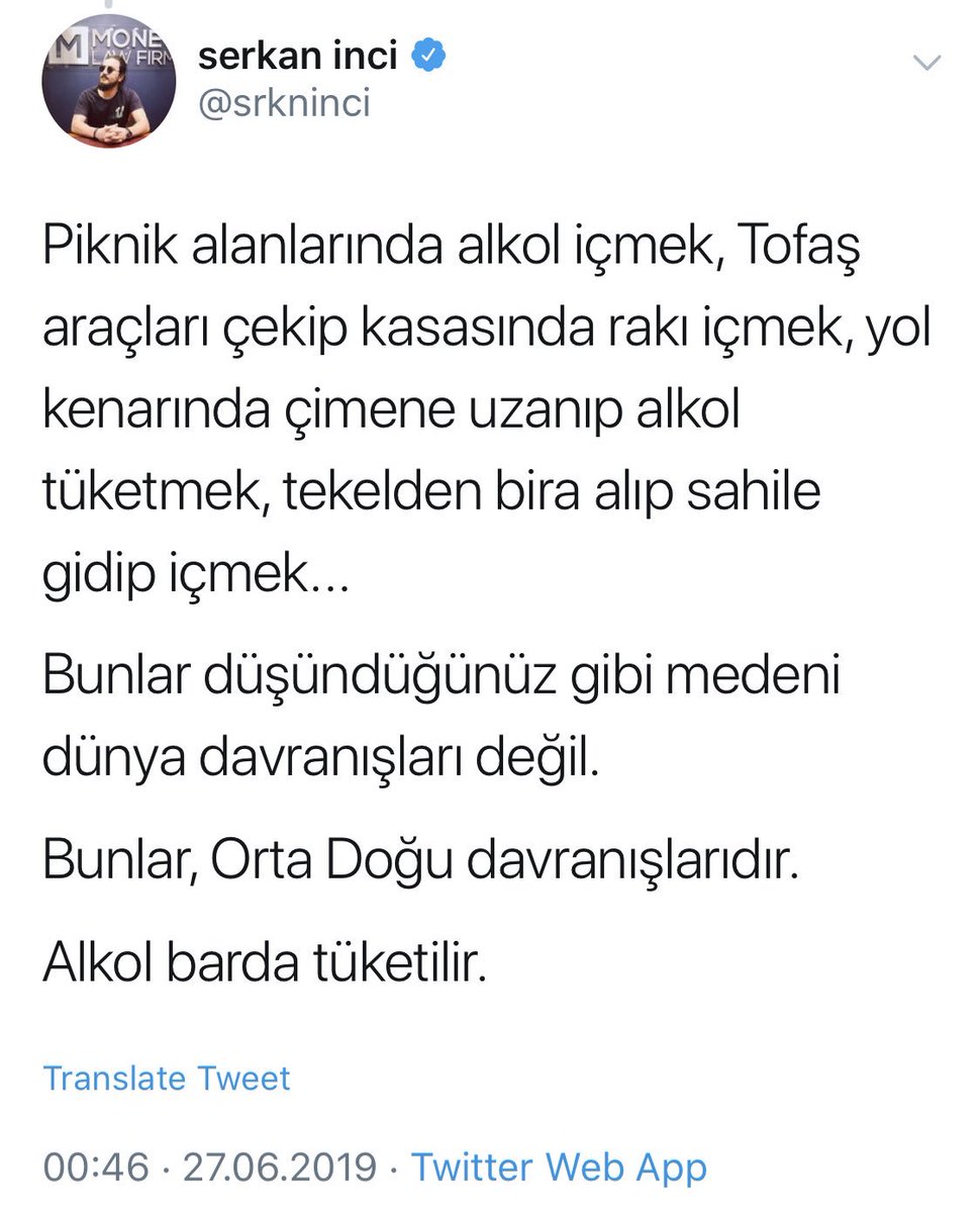 Almanya'da metroya bile birayla girebiliyorsunuz, Fransızlar şarabını alıp sahilde günbatımını izlerler. Arjantin, Kolombiya'yı anlatmıyorum bile. Medeni dünya alkolü tartışmaz, alkolizmi tartışır.