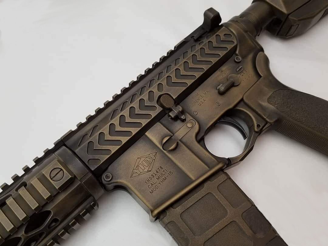 Beautifully done graphite and burnt bronze cerakote on this Model YHM-15 bu...