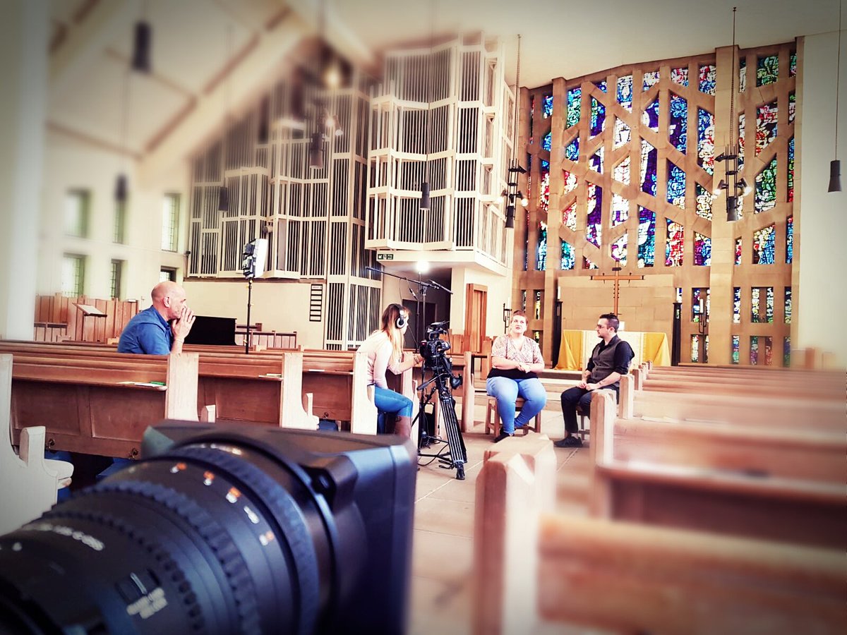 orangemediaUK's tweet photo. Great day #filming in the most beautiful #church for @1Body1Faith  with @acetraceface @dandavisoncam #stmarkschurch #sheffield #inclusion #LGBTQ https://t.co/LdMtjEb5oz