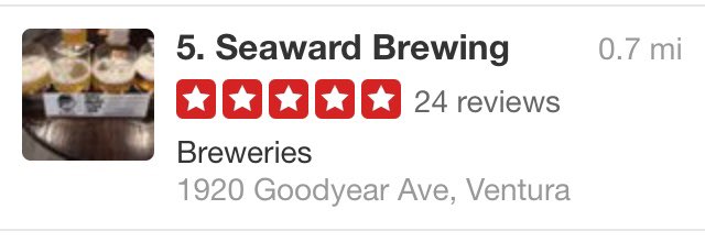 Thanks to our awesome patrons for putting us in the top 5 Ventura breweries!