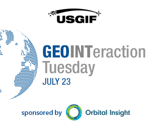 USGIFypg's tweet photo. Register today for @USGIF's upcoming #GEOINTeraction Tuesday, July 23. Join us to develop new relationships, exchange ideas and discover business opportunities at @theviewofdc from 4:30-6:30p. https://t.co/CYUY8oyA56 Sponsored by @orbital_insight https://t.co/wPD9OWIaiM
