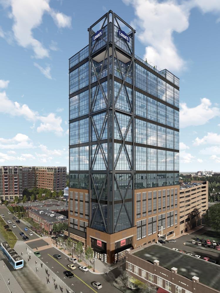 CLTdevelopment's tweet photo. 🚨🚨🚨🚨🚨🚨🚨🚨🚨🚨🚨
Lowe’s Anchoring 345’ tower at the Worthington and Camden. https://t.co/TlAJQSb8YB