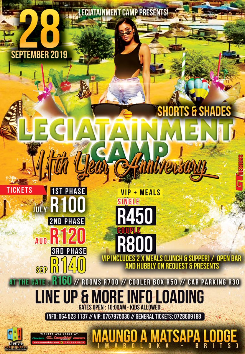 leciatainment's tweet photo. 11th Year Anniversary loading @ Maungo A Matsapa Lodge in Brits Maboloka - Computicket opening 1st July get yos while still affordable more info hala... https://t.co/S873dJBoch