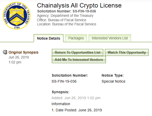 cryptovblue's tweet photo. Much prefer Dept. of Treasury's approach; sole source the damn thing, don't waste ppls time w a "wired" competition; Chainalysis the winner here https://t.co/26CixRFyYz