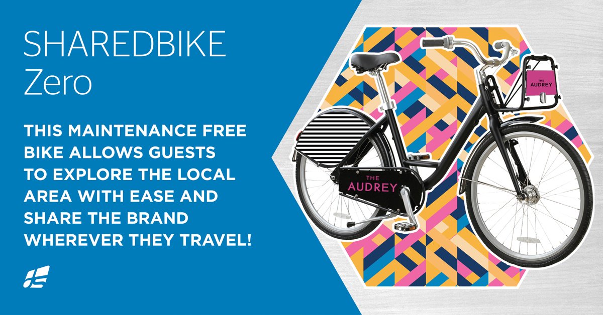 ASHospitality's tweet photo. Both utilitarian and decorative, these branded bikes are the perfect way for guests to get around all while advertising your property! #MerchMinded 

Check out our Guest Experience Idea Book Here → https://t.co/ddgQztXDKZ https://t.co/0STd9zdoVB