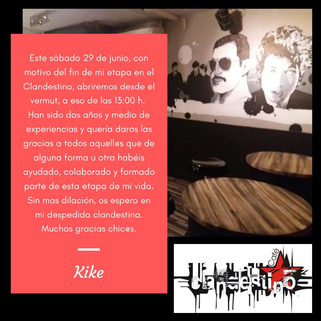 Cafeclandes's tweet photo. Este sabado 29 con motivo del fin de mi etapa en el clandestino, abriremos desde el vermut, a eso de las 13:00 h. Quería daros las gracias a tod@s aquell@s que de  alguna forma u otra habeis ayudado, colaborado y formado parte de esta etapa de mi vida.  Muchas gracias chic@s. https://t.co/7bNE1u3qBc