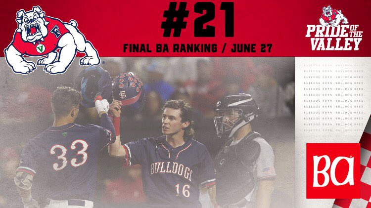 FresnoStateBSB's tweet photo. Diamond 'Dogs finish 2019 ranked in four national polls‼️ #GoDogs

.@BaseballAmerica #️⃣2️⃣1️⃣
.@d1baseball #️⃣2️⃣5️⃣
.@CBNewspaper #️⃣2️⃣5️⃣
.@NCBWA #️⃣2️⃣7️⃣ https://t.co/Izv5Hh2A6H