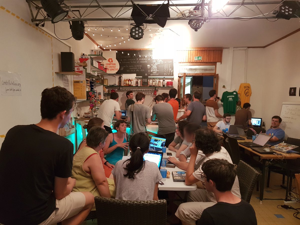contribateliers's tweet photo. C'était hier à l'@alternatiba69 : le #Contribatelier lyonnais #10 !
Merci à la 20aine de personnes qui sont venues contribuer à #Mobilizon, tester et traduire #Peertube, rajouter des notices #Framalibre.. 💛
Restez connectés, on revient surement fin juillet !
#TuTesVuContribu https://t.co/t6mdIycvve