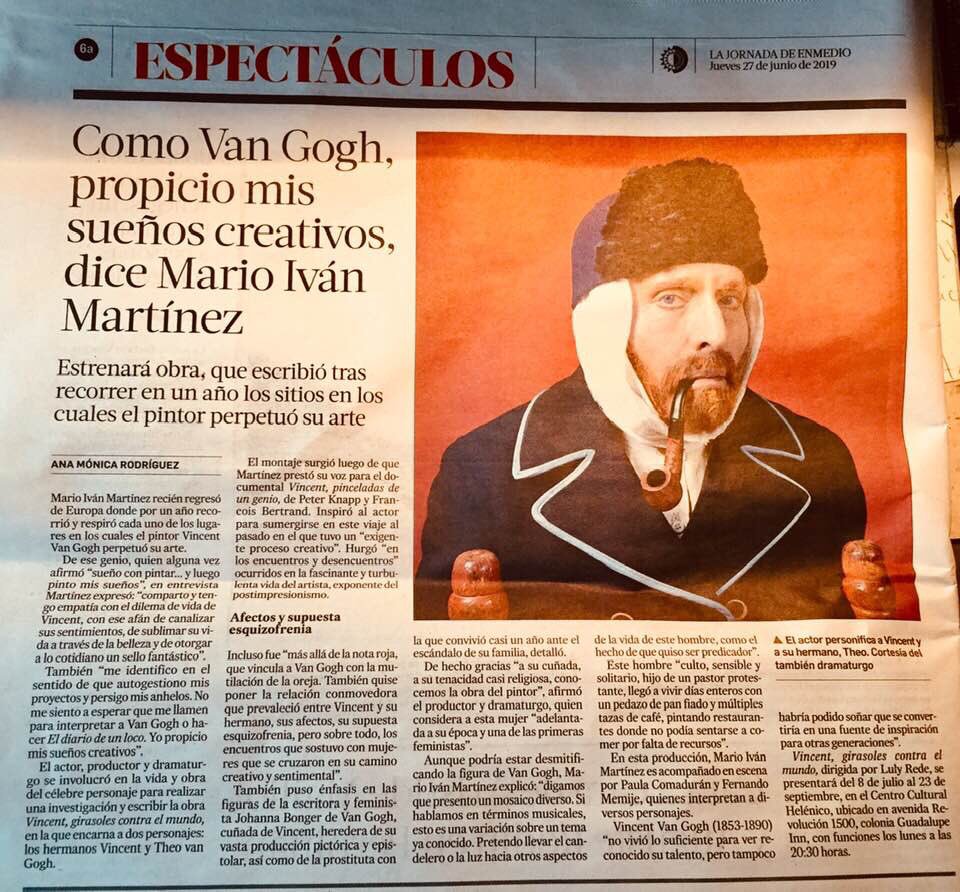 Gracias a <a href="/LaJornada/">La Jornada Impresa</a> por la nota de esta mañana sobre nuestro nuevo trabajo #VincentGirasolesContraElMundo.