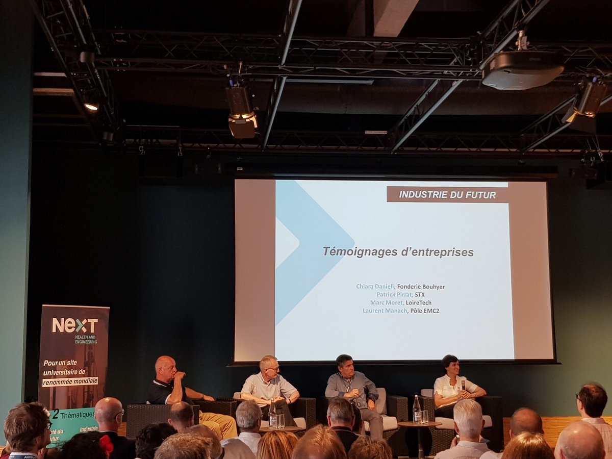 Aude_Errien's tweet image. [Soirée #isitenext] Table Ronde pour illustrer l'#innovationcollaborative avec la Fonderie Bouhyer, @PPirrat des #ChantiersdelAtlantique, @loiretech, tous adhérents du @Polemc2 et @laurentmanach !