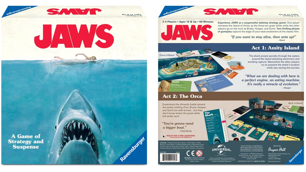 The new JAWS board game from Ravensburger is available now at Target, and we've got one to giveaway right here on Twitter. All you have to do to enter is follow us and RT this tweet between now and Monday, July 1st! bloody-disgusting.com/toys/3569021/p…