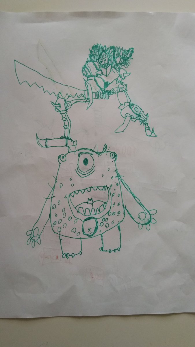 Janek_Sielicki's tweet photo. My son's (green) and daughter's take on Storia's monsters! Commisions open! π #nothankyouevil #ntye #thecyphersystem #alwaysprouddad https://t.co/M9PzKGvOQl