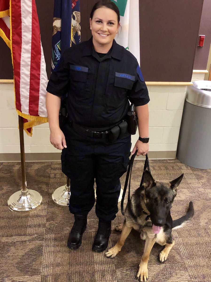 Congratulations to our newest K9 graduate, Becker! K9 Becker and Officer Simon will be patrolling #Novi streets very soon. 🐾