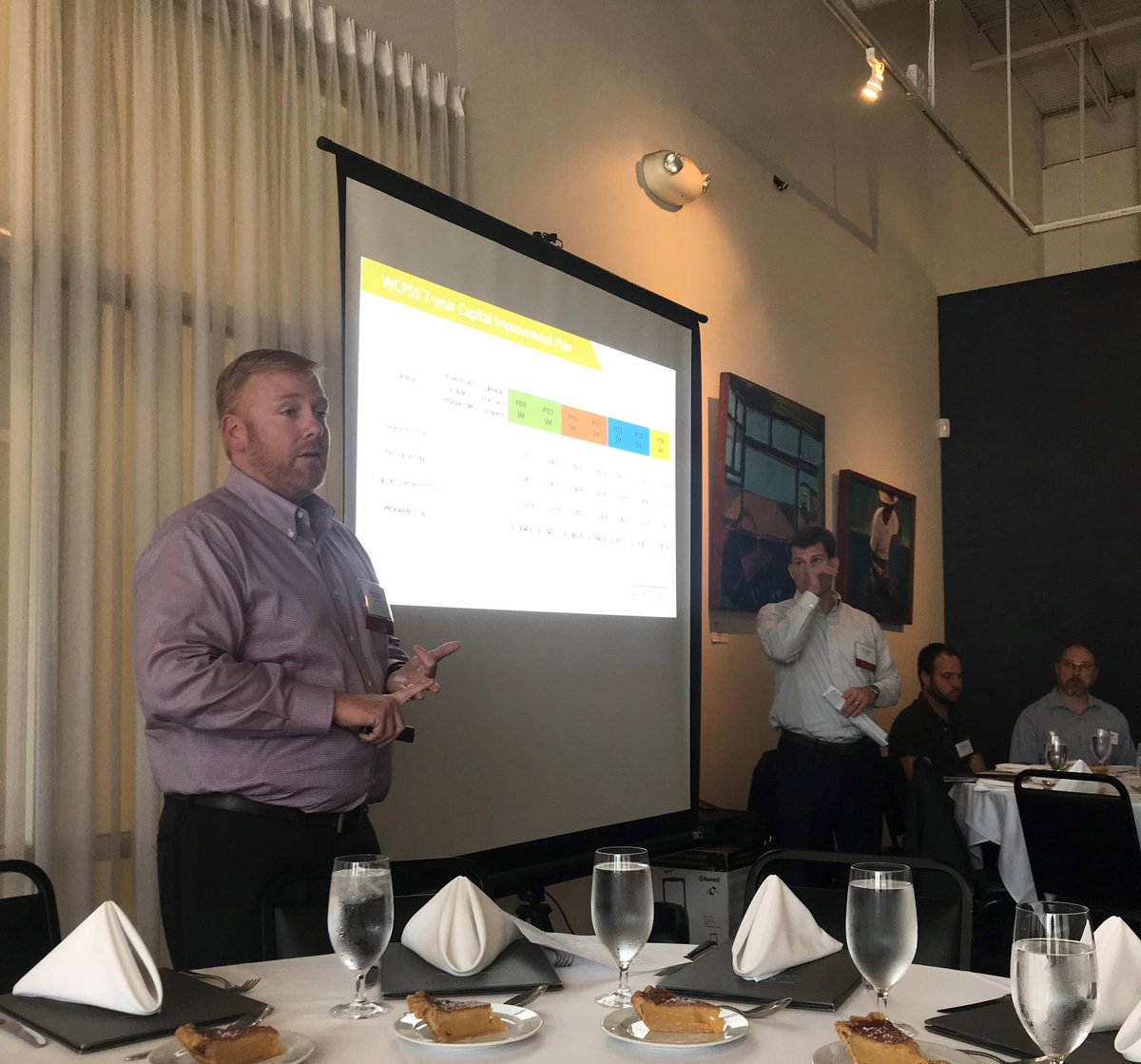 Falcon_Engineer's tweet photo. Thank you @CMAA_NC for a great luncheon today. Bryan Roof, CCM, LEED GA and Jack McAleer with Cumming did a great job explaining the ins and outs of construction @WCPSS and their upcoming projects and initiatives.
#construction #wcpss #cmaanc https://t.co/gvHqUScGVN