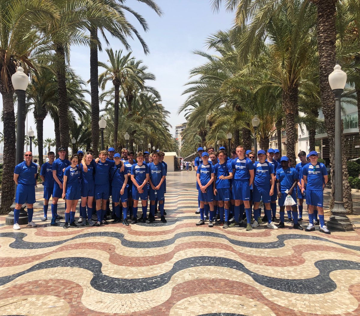 dcsoccer88's tweet photo. A fabulous cultural day in #Spain for #DavidCampbellSoccerStudents on our #FullyFunded 2 week #EuropeanLearning trip. Over 6Million tiles make up this mosaic promenade. Loved our visit to the harbour in #Alicante 
#CouldGetUsedToThis
#Castles
#Islands
#Yachts https://t.co/z6MZaBSvER