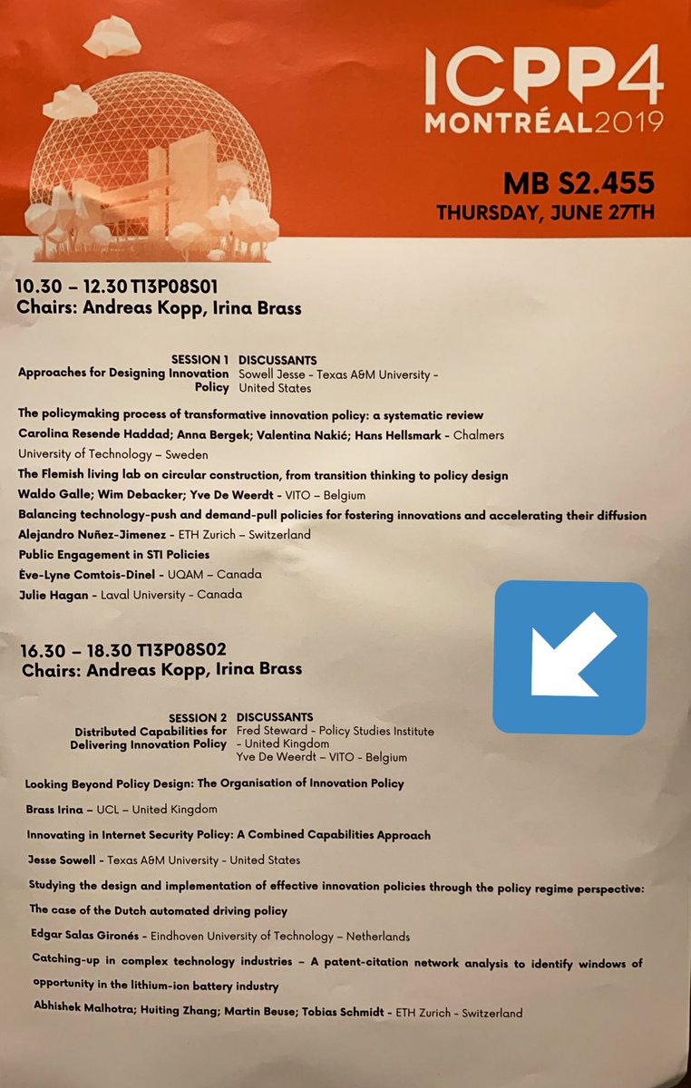 Next up in session 2/3 of our panel on #InnovationPolicy: @UCLSTEaPP’s @InaBrass, @jsowell78 of @BushSchool, and @egirones from @TUeindhoven. They discuss ‘Distributed Capabilities for Delivering Innovation Policy’. Join in at 4:30pm! (room MB S2.455) #ICPP4 @_IPPA_ @Concordia