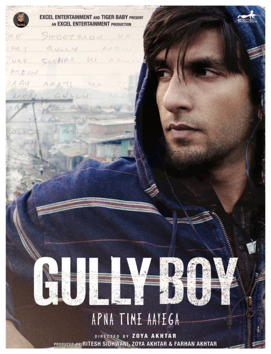 Gully boy.Rap.Histoire inspirée de la vie du rappeur indien Divine.Murat vit dans un bidonville avec un père violent et une mère soumise. Ses rêves: faire du rap, sortir sa mère des griffes du père et pouvoir épouser Safeena d'une caste supérieure.