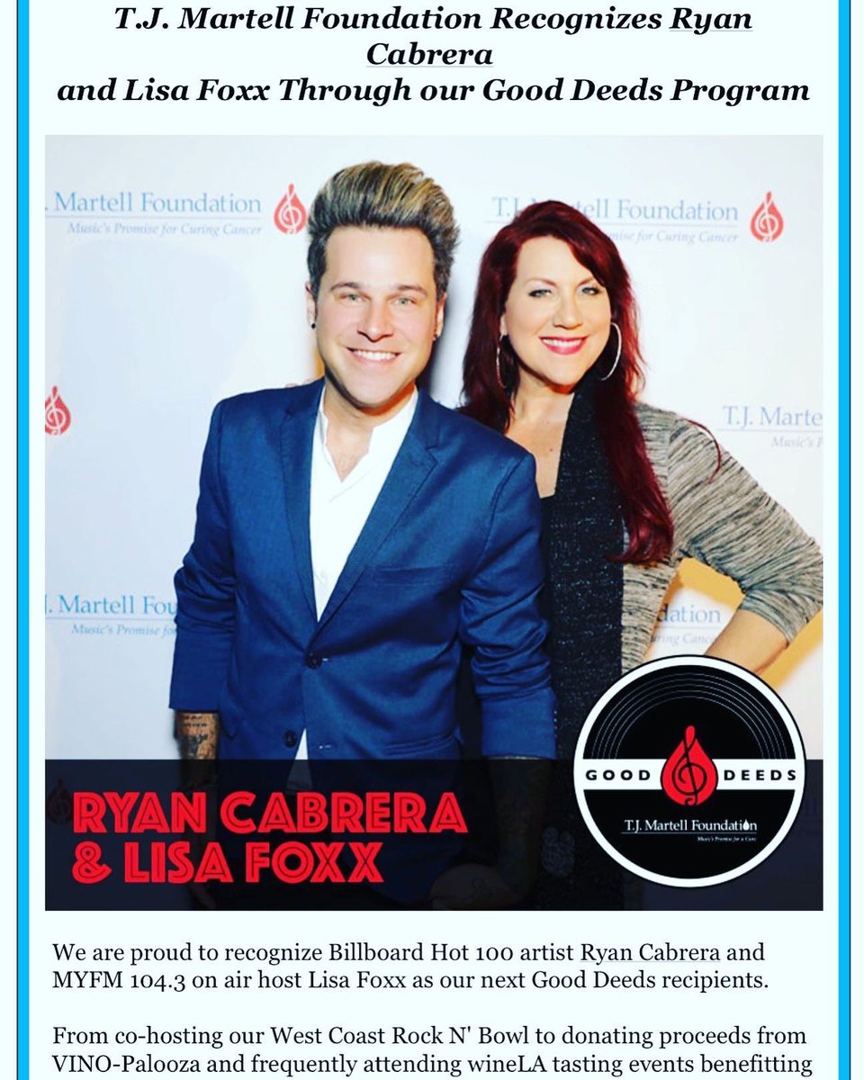 RyanCabrera's tweet photo. I literally couldn’t be more excited to be honored in the @tjmartell Good Deeds Program w my dear friend @DJLisaFoxx
It brings me so much joy to help others in anyway that I can & I know Lisa feels the same - thank u thank thank u
https://t.co/Gc2fGWMzk0 https://t.co/Le4NHUoUpA
