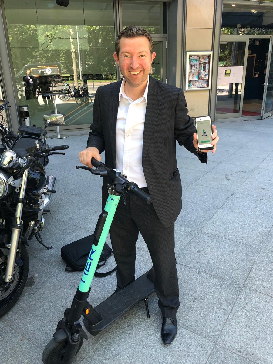Was time to see what all the fuss is about with #micromobility getting across town to meetings with @tierscooters - great app / registration; probably poses more safety and segregation questions longer term but a good #Mobility addition nonetheless.