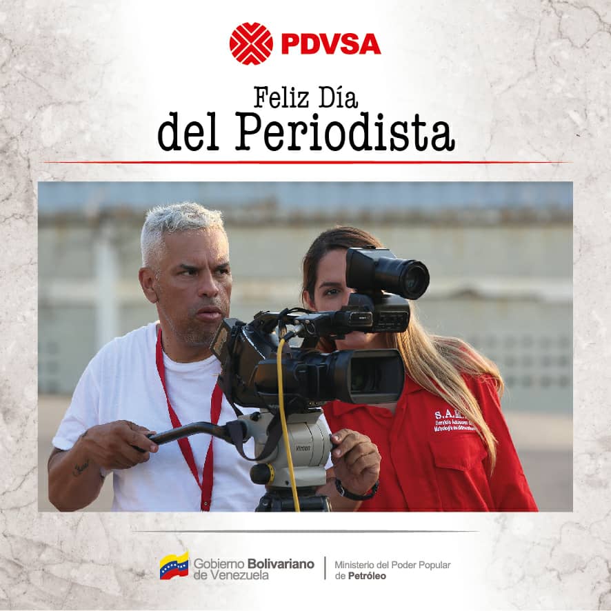 Felicitaciones a l@s periodistas de la gran familia petrolera, petroquímica y gasífera! En esta batalla por la verdad ustedes son parte importante de la vanguardia de la Patria. ¡Sigamos venciendo con nuestro Pdte. <a href="/NicolasMaduro/">Nicolás Maduro</a> y el pueblo! ¡Leales siempre, traidores nunca!
